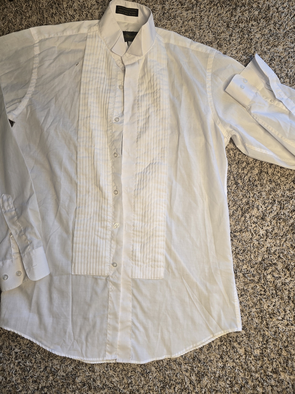 Classic White Pleated Front Dress Shirt - Unbranded